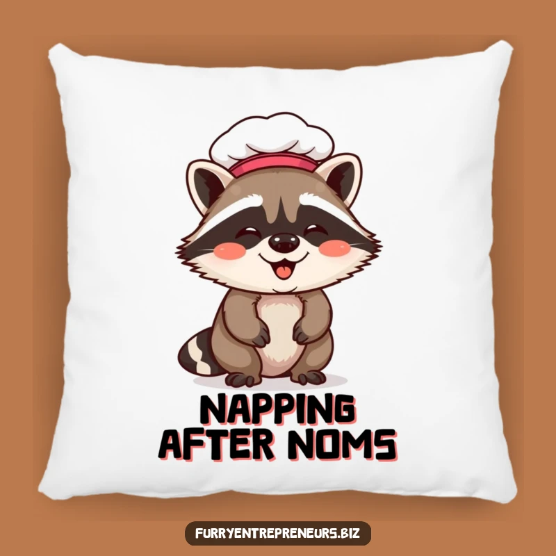 Funny Raccoon Chef Pillow: Cuddle Up with This Culinary Critter Comfort