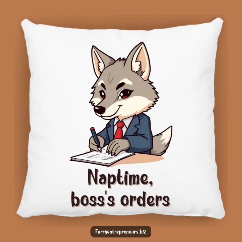 Funny Wolf Business Pillow - Cozy Comfort for the Determined Dreamer