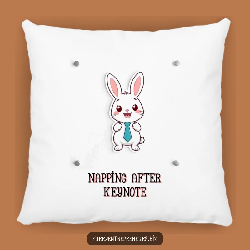 Funny Rabbit Meeting Pillow: Tiny Tie Rabbit Whiteboard Comfort, Adorable Funny Gift!