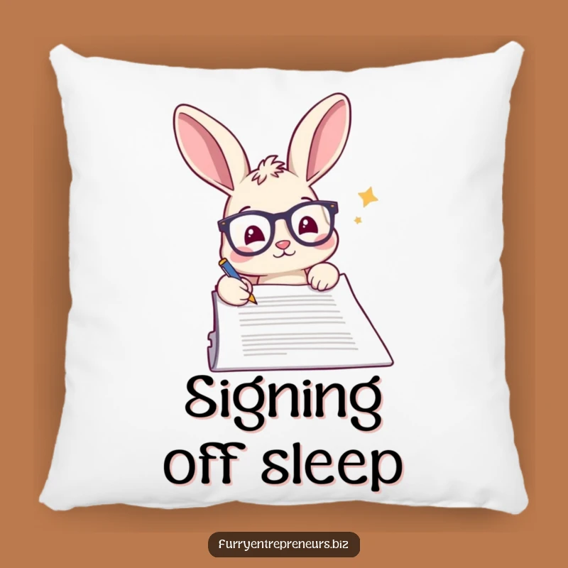 Funny Rabbit Glasses Document Pillow: Cozy & Studious Comfort!