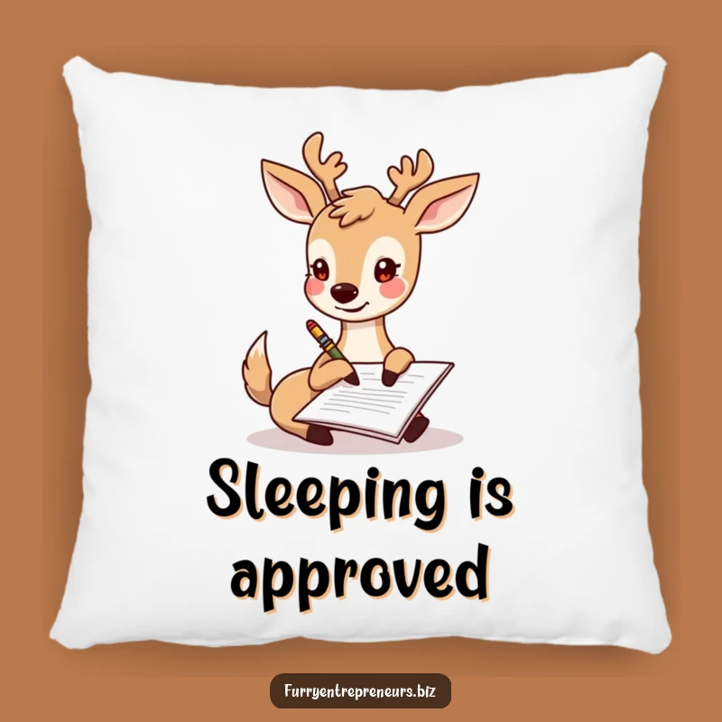 Funny Deer Signing Document Pillow: Cozy Comfort with a Cheerful Touch