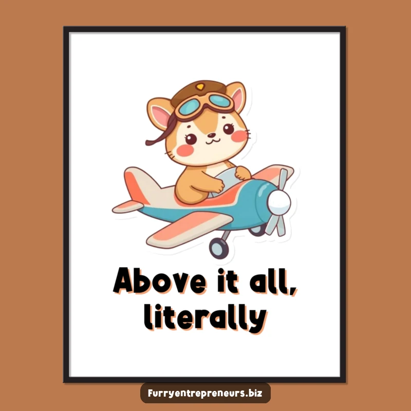 Funny Pilot Animal Digital Art: Airborne Decor, A Hilarious Funny Gift!