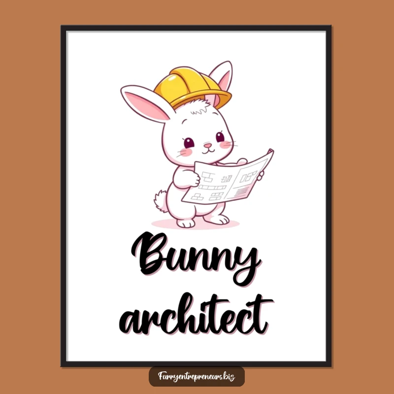 Funny Bunny Builder Digital Print: Construction Inspector Wall Art Gift