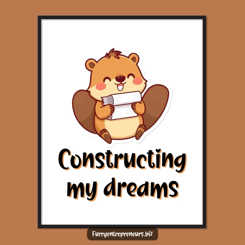 Funny Beaver Paper Stack Print - Instant Office Humor Download