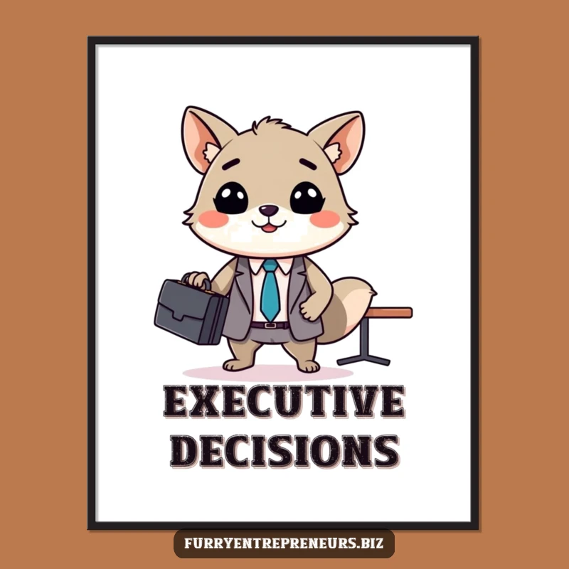 Funny Animal Business Meeting Digital Art Print: Hilarious office art, perfect funny gift.