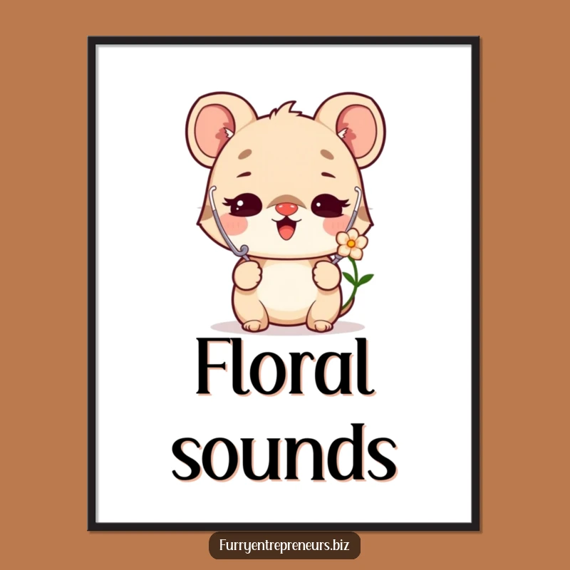 Funny Animal Doctor Digital Art: Delighted Flower Listener Wall Gift