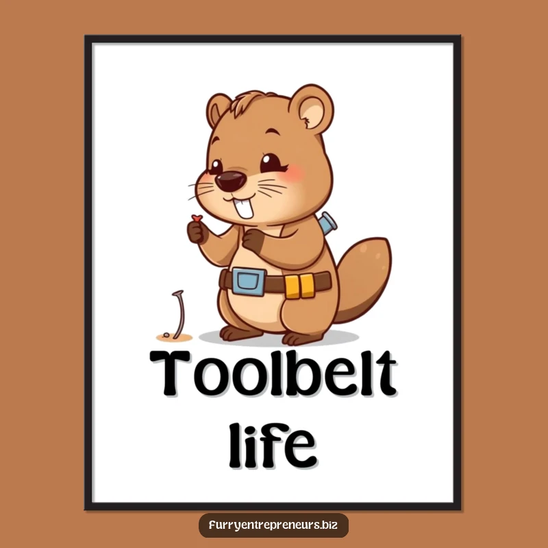 Funny Beaver Builder Digital Art Print: Bring Handcrafted Humor Home