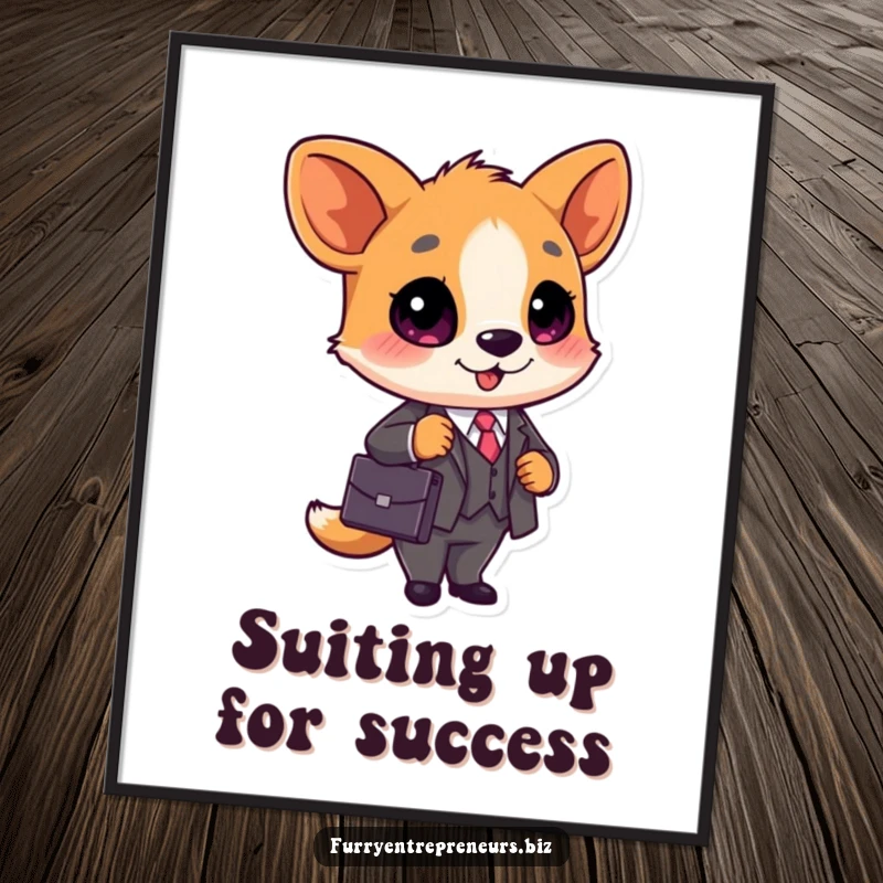Funny Business Animal Digital Art Print: A cute animal in a business suit with a briefcase, offering professional charm as a printable funny gift.