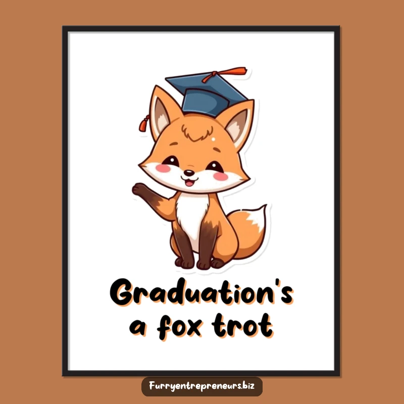 Funny Fox Graduation Digital Art: Instant Cheerful Celebration