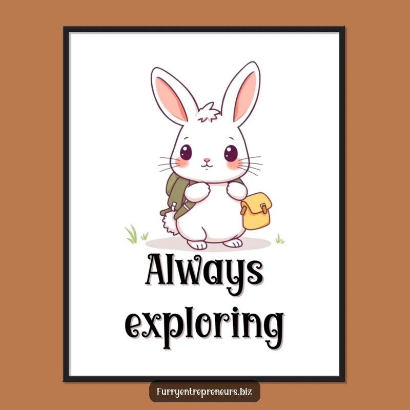 Funny Rabbit Explorer Digital Art - Cute Adventure Print