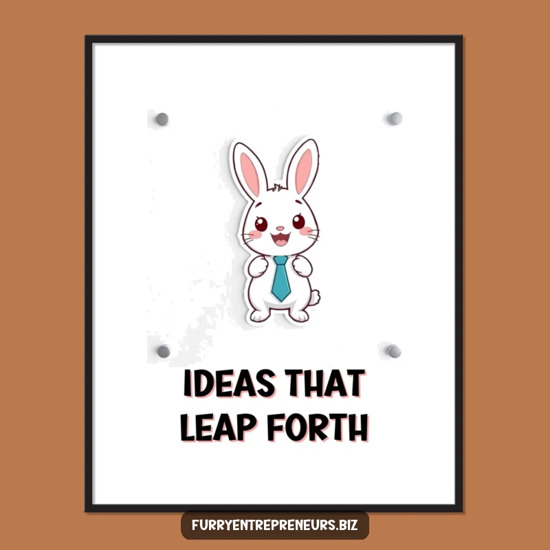 Funny Rabbit Presentation Art Print: Tiny Tie Rabbit Digital Design, Instant Funny Gift!