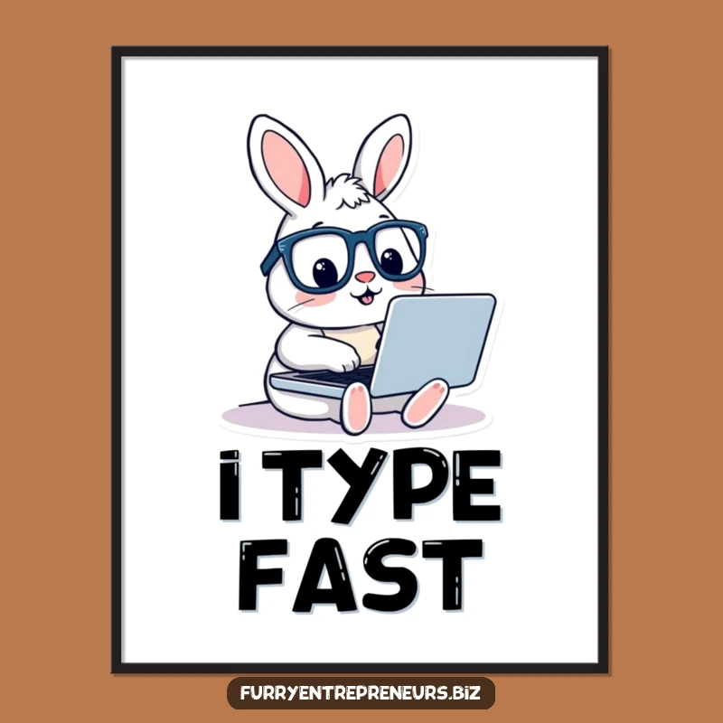 Funny Rabbit with Glasses Digital Art - Whimsical Writer Scene