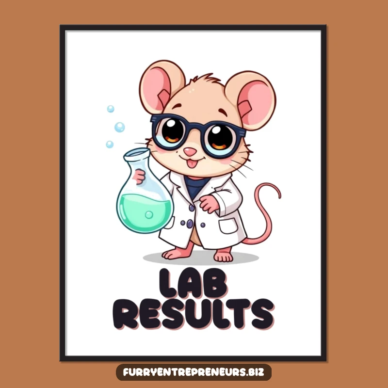 Funny Scientist Mouse Digital Art Print: Bubbling Beaker, Instant Science Funny Gift