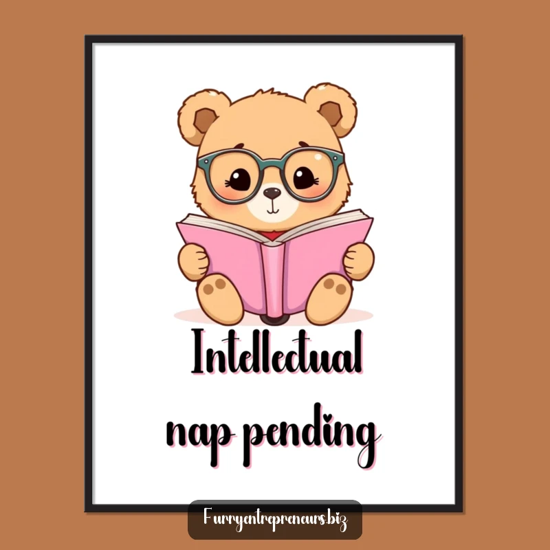 Funny Bear Reading Glasses Digital Art - Instant Whimsical Home Decor