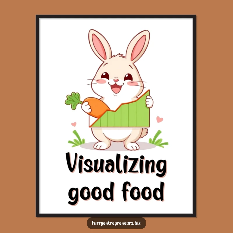 Motivational Rabbit Graph Digital Art Print: Success Wall Decor, Perfect Funny Gift Idea