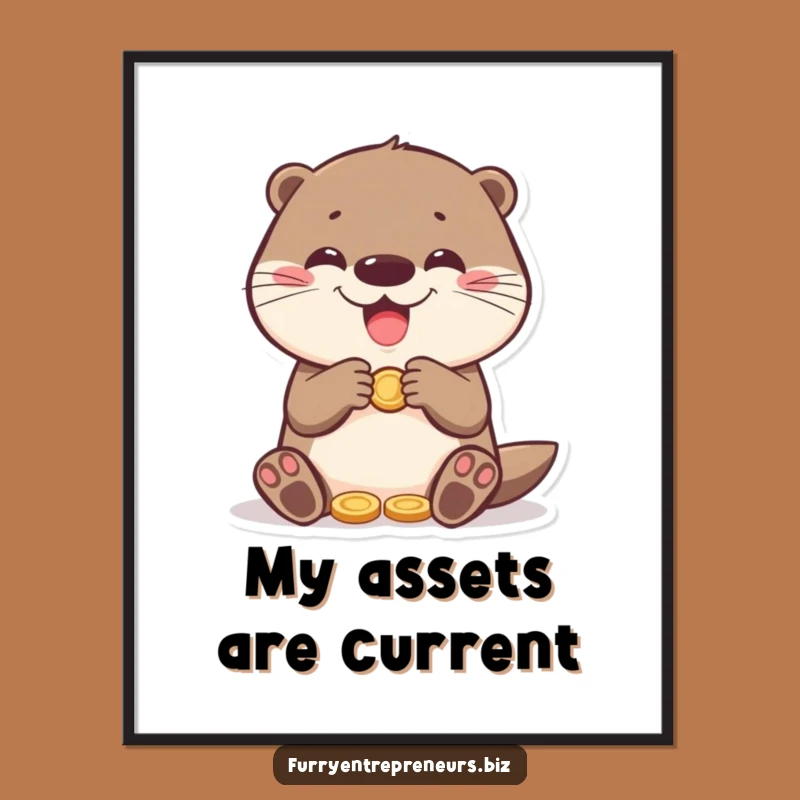 Funny Otter Counting Coins Digital Art: Instant Humor for Your Walls!