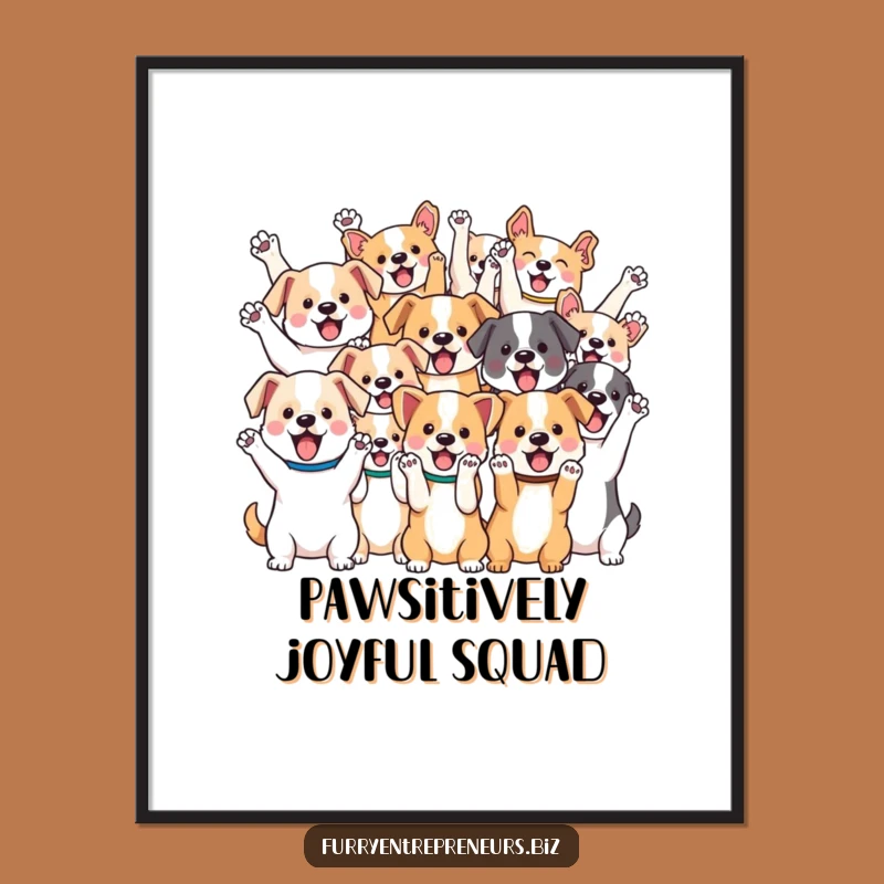 Funny Kawaii Dog Digital Art: Cheerful Pack Download for Framing