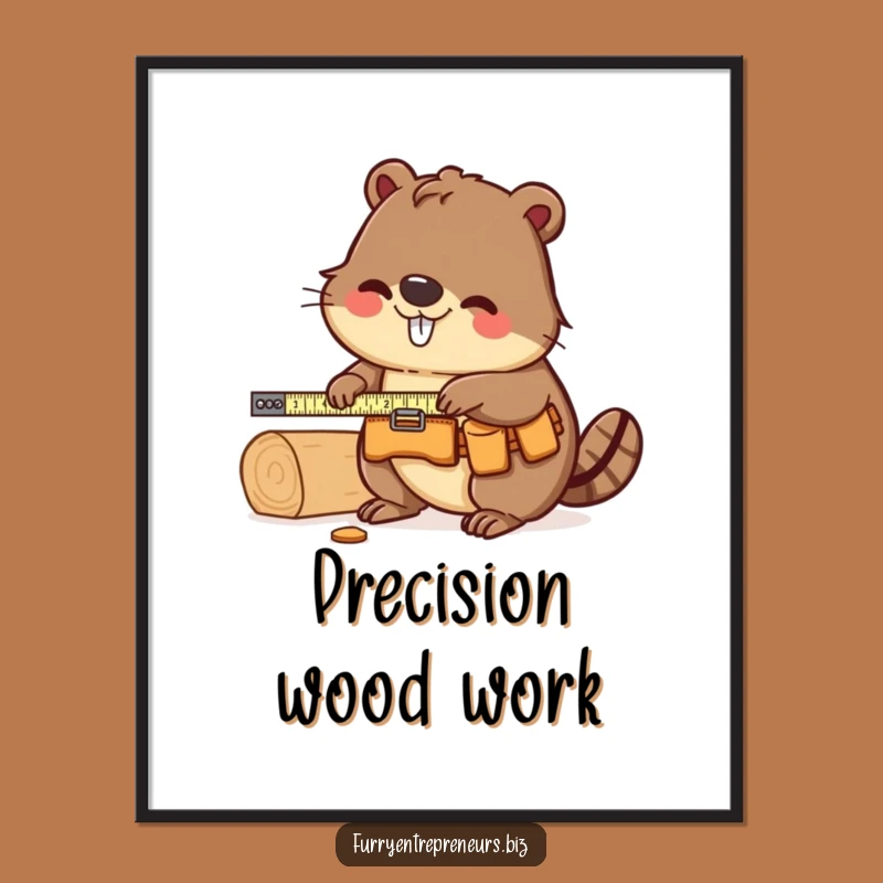 Funny Beaver Carpenter Digital Art Print: Woodworker Decor, Perfect For Instant Funny Gift!