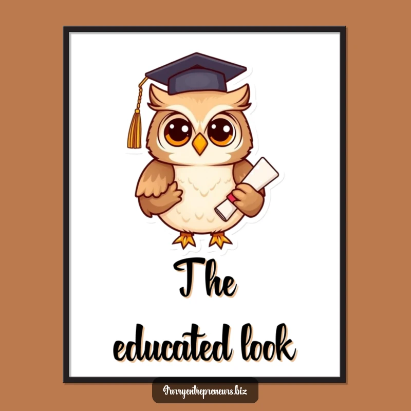 Funny Owl Graduation Digital Print: Wise Scholar Art for Instant Decor!
