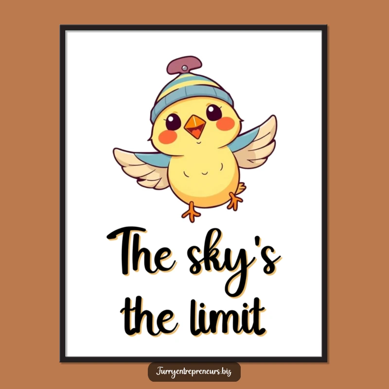 Funny Flying Bird Digital Print: Propeller Beanie Art for Instant Decor!