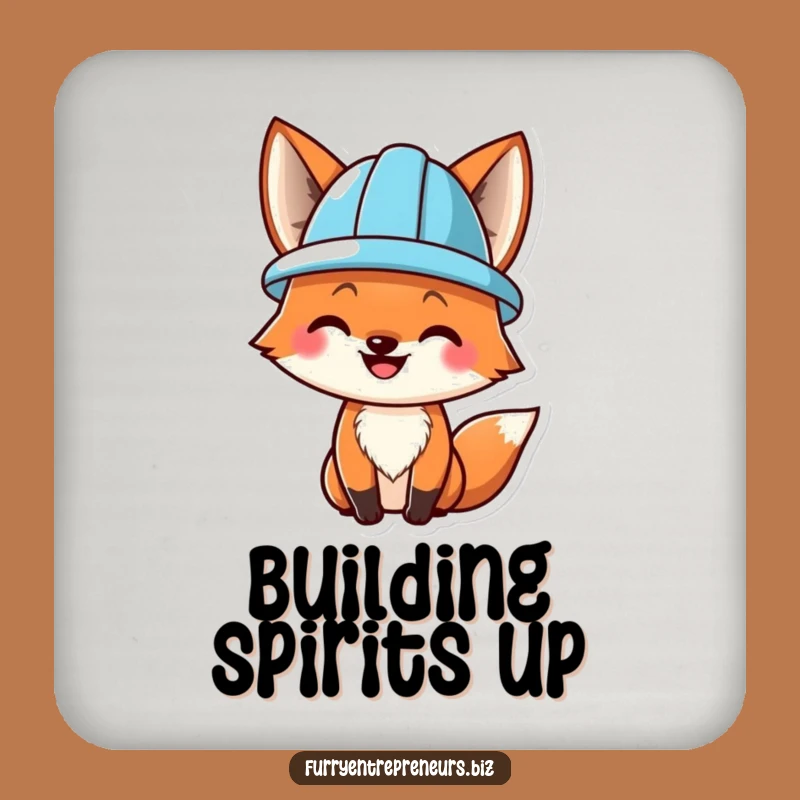 Funny Fox Hard Hat Coaster - Construction Tabletop Humor