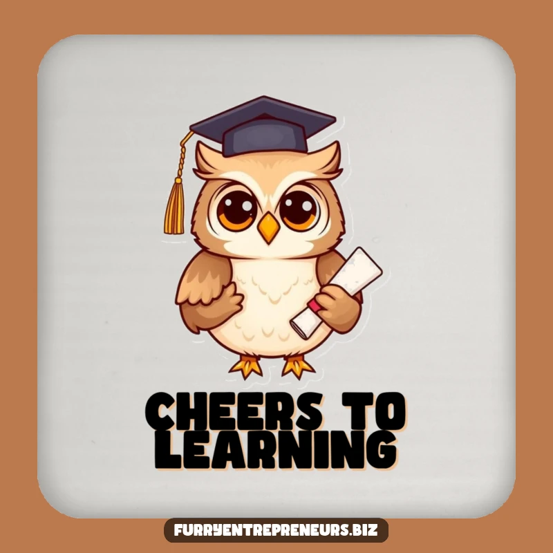 Funny Graduation Owl Coaster: Protect Surfaces with Wise Humor, Gift Idea!