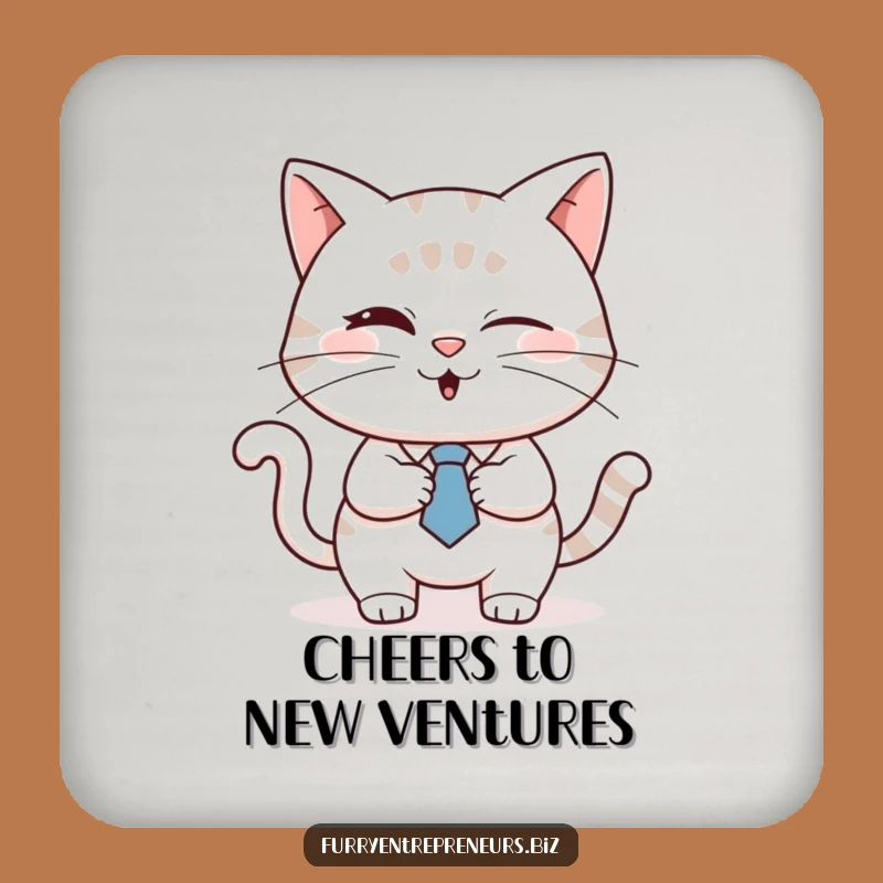 Funny Business Cat Coaster: Protect Surfaces with Dapper Humor, Gift Idea!