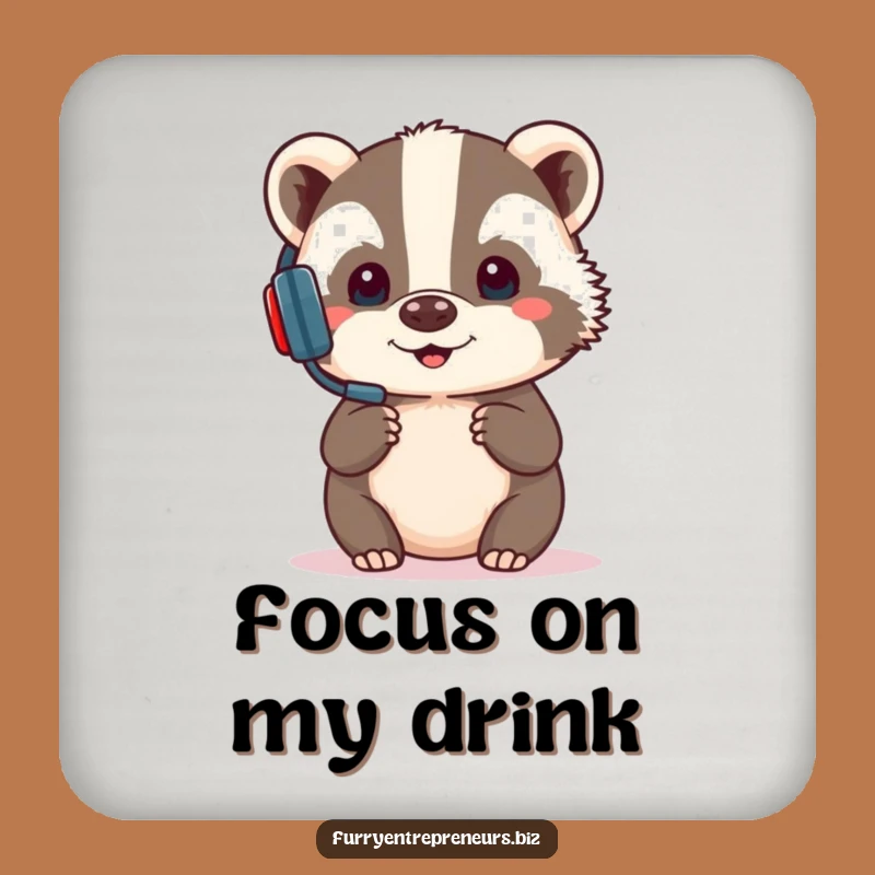 Funny Badger Presentation Coaster: Protect Surfaces with Focused Humor