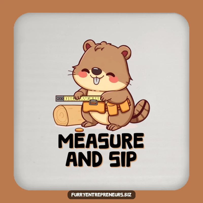 Funny Beaver Carpenter Drink Coaster: Protect Surfaces With This Dedicated Woodworker, A Fun Funny Gift!