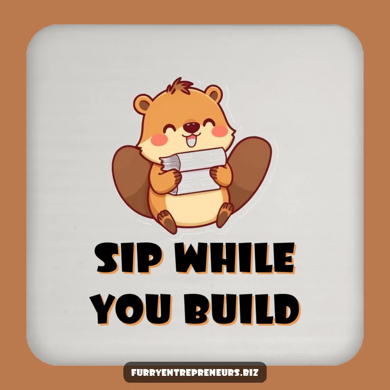 Funny Beaver Paper Stack Coaster - Office Tabletop Humor