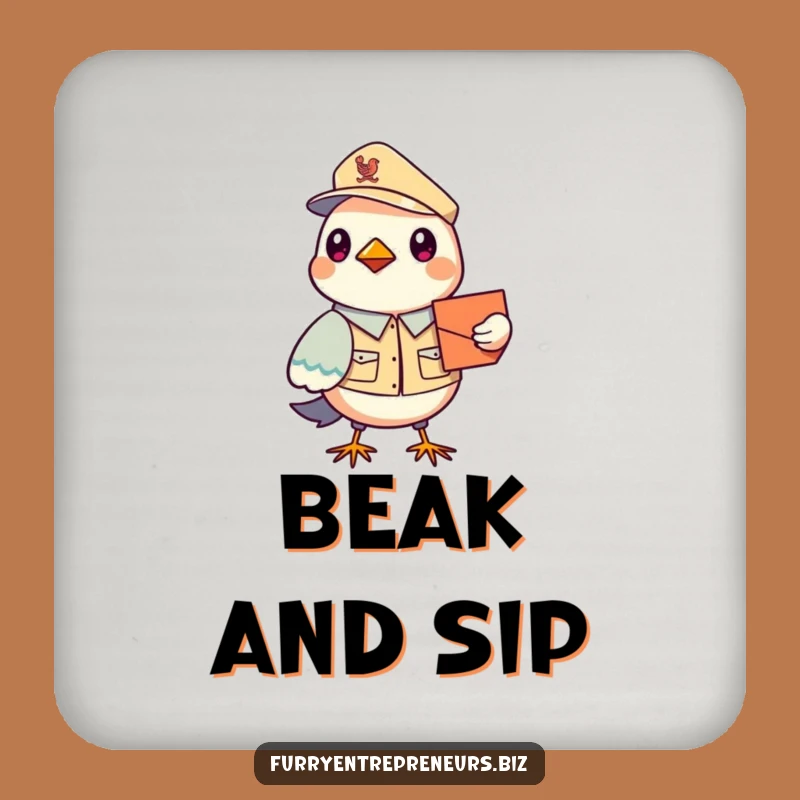 Funny Bird Mail Carrier Drink Coaster: Protect Surfaces With This Adorable Uniformed Avian, A Fun Funny Gift!