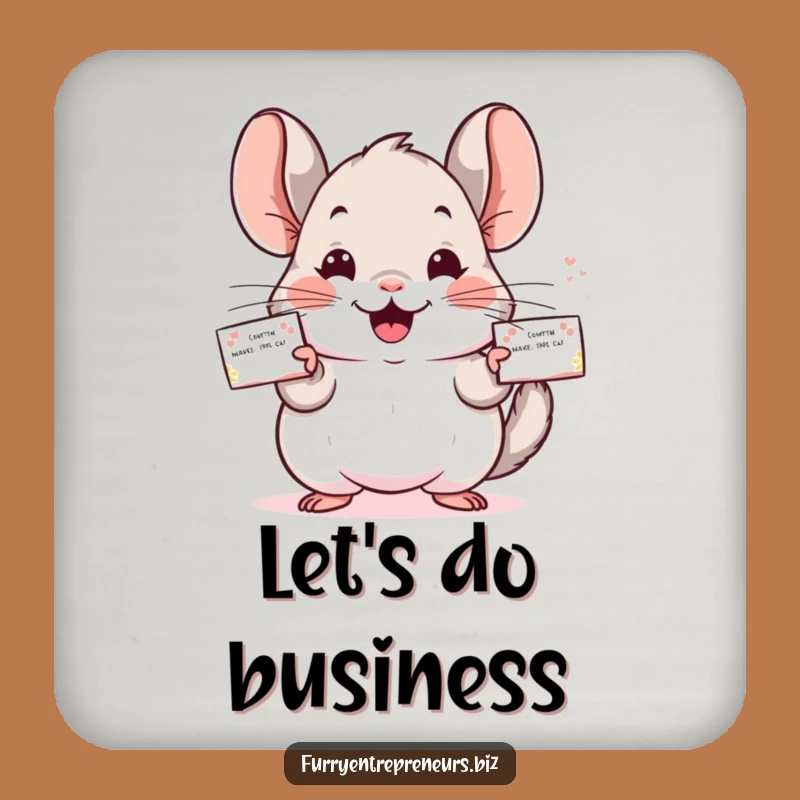 Funny Chinchilla Coaster Set: Protect Surfaces with Cheerful Business Card Charm