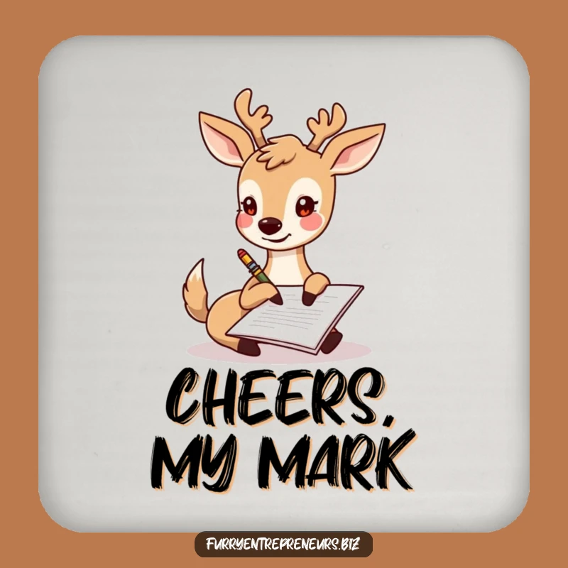 Funny Deer Signing Document Coaster: Hilarious Protection for Your Surfaces