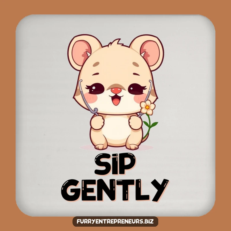 Funny Doctor Animal Coaster: Delighted Flower Listener Drink Gift