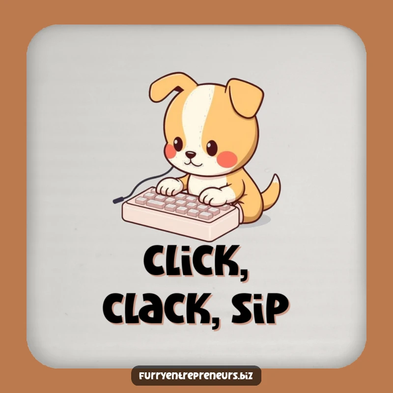 Funny Dog Typing Coaster: Adorable Dog Mini Keyboard Art, Unique Funny Gift!