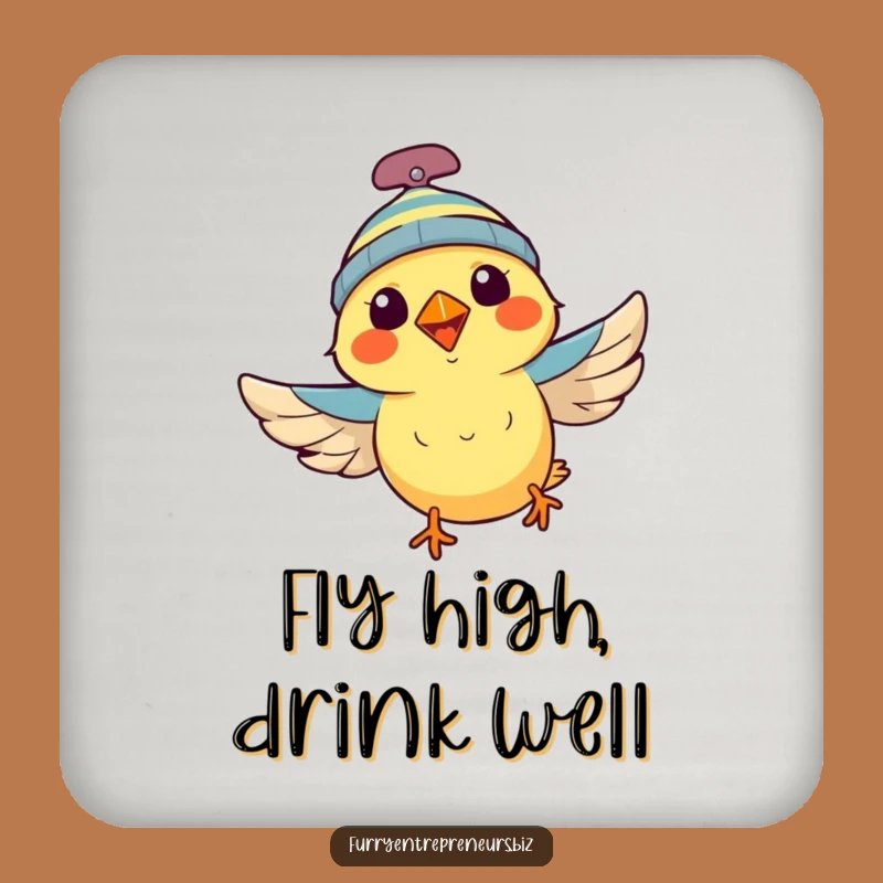 Funny Flying Bird Coaster: Protect Surfaces with Aerial Humor, Gift Idea!