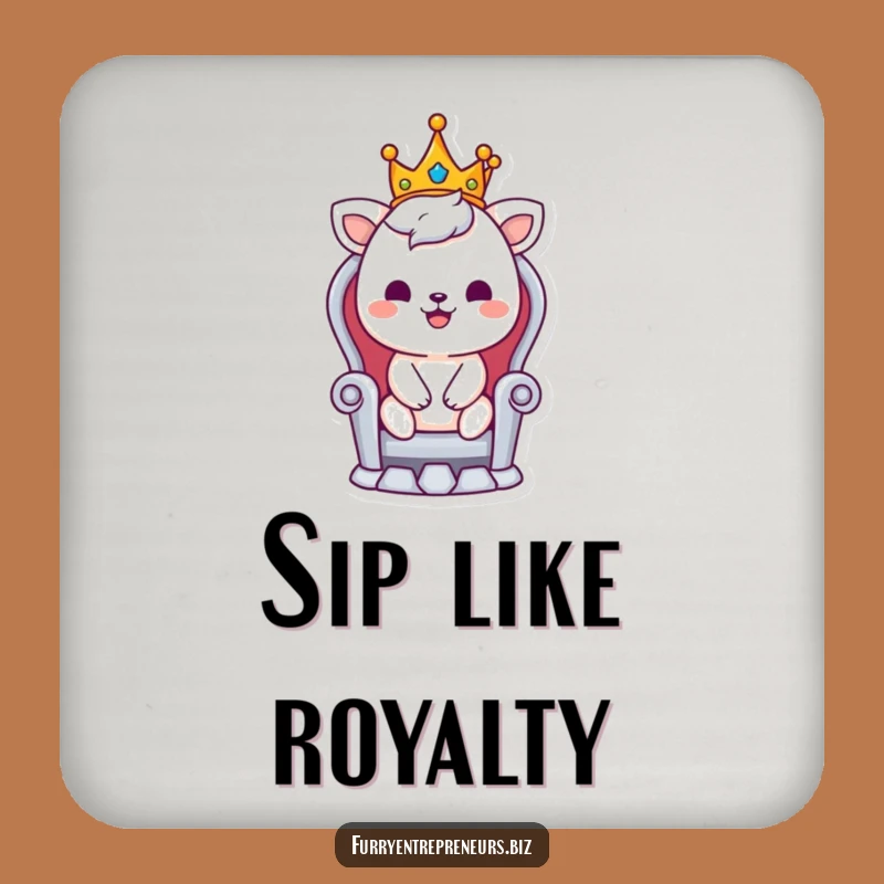 Funny King Animal Coaster: Smiling Royal Character Drink Gift