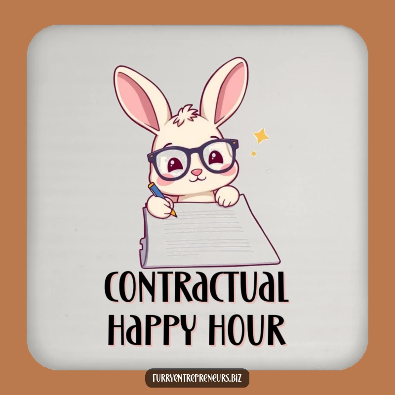 Funny Rabbit Glasses Document Coaster: Official Drink Placement!