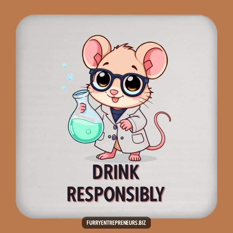 Funny Scientist Mouse Coaster: Bubbling Beaker Lab Fun, Quirky Funny Gift Decor