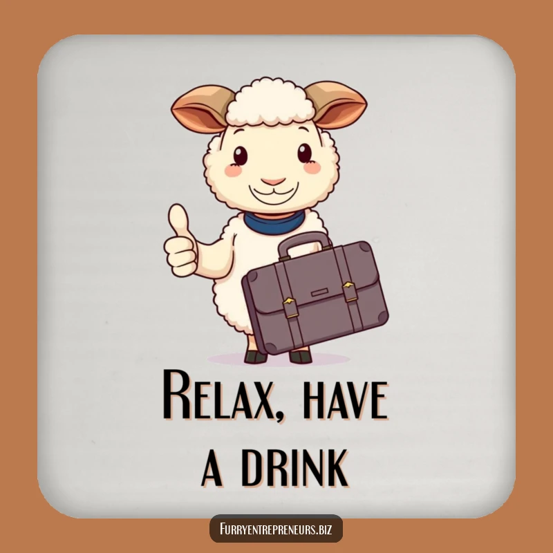 Funny Sheep Briefcase Thumbs Up Coaster: Approved Drinks!