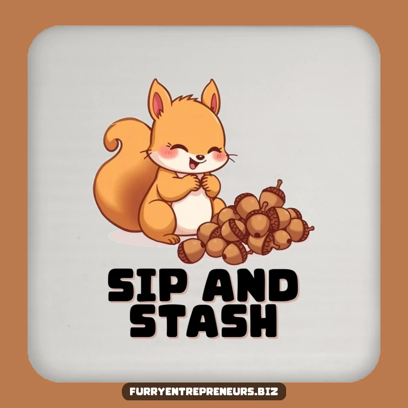 Funny Squirrel Acorn Coasters: Protect Surfaces with Hoarding Charm, Excellent Funny Gift