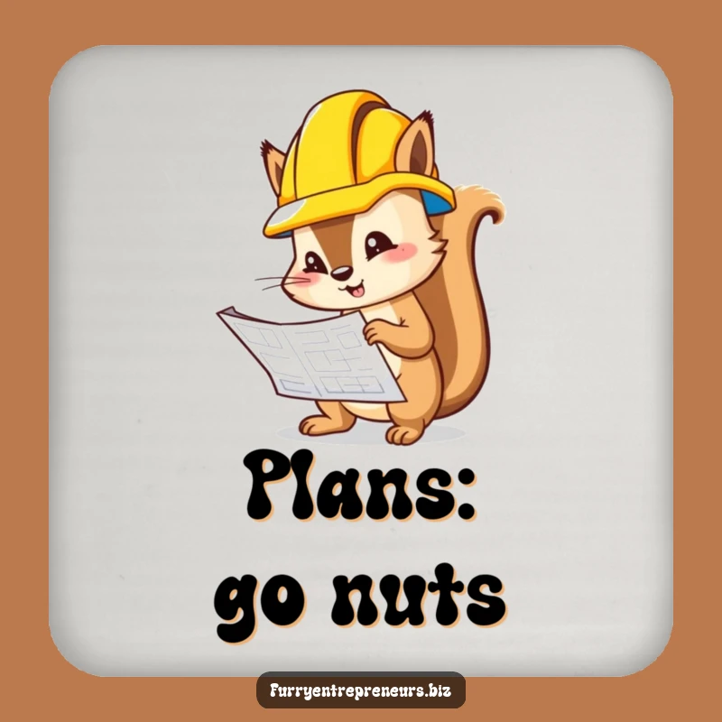 Funny Squirrel Blueprint Coaster: Hilarious Inspector Gift for Drink Protection