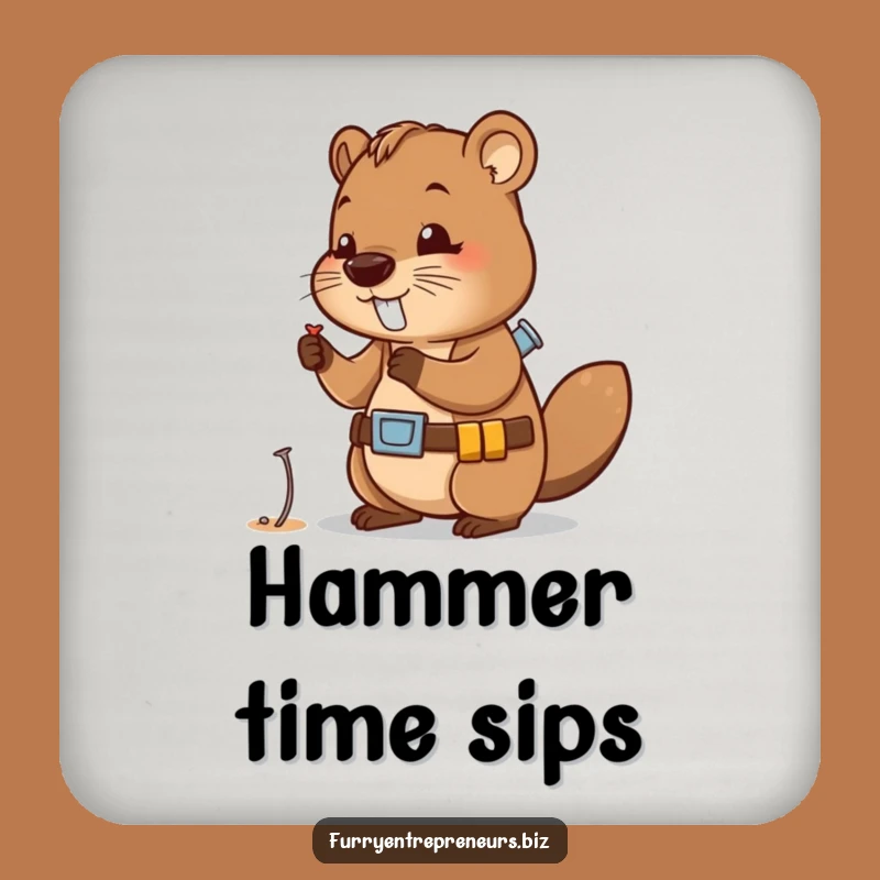 Funny Beaver Builder Drink Coaster: Protect Surfaces with Diligent Charm