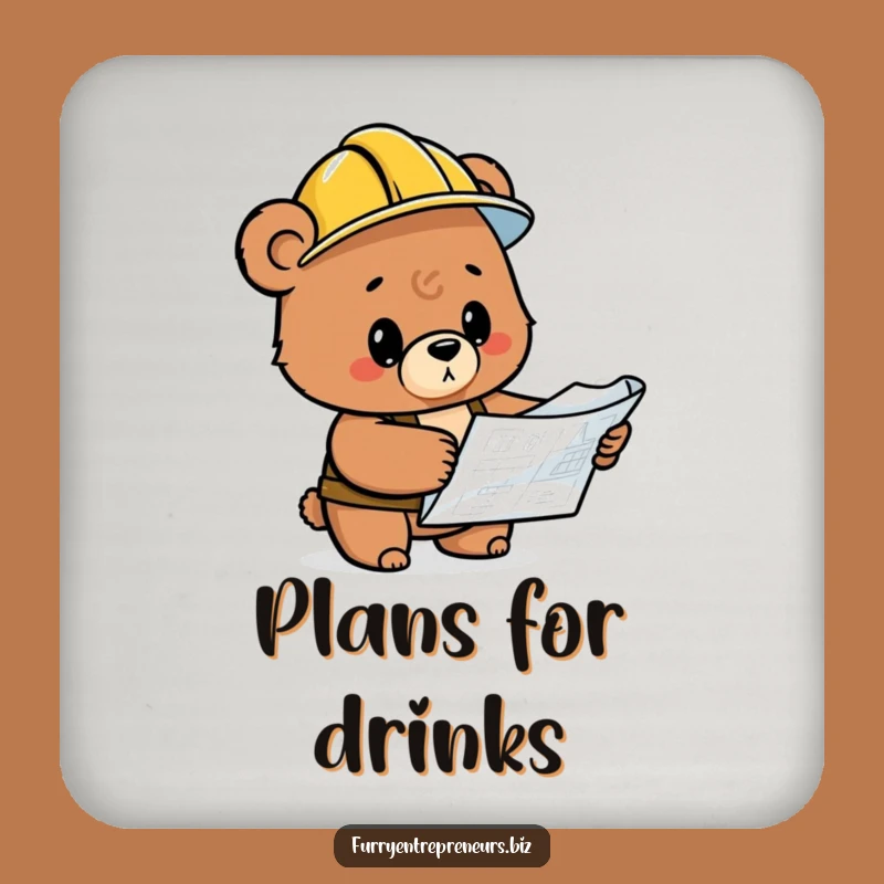 Funny Bear Blueprint Coaster: Hilarious Protection for Your Surfaces