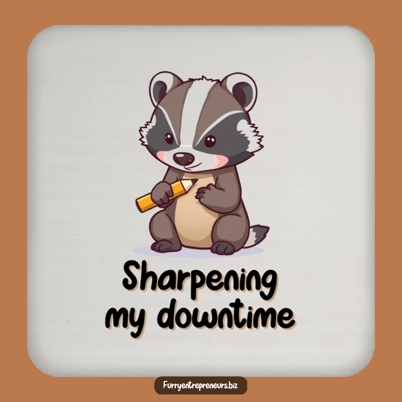 Funny Drink Coaster: Badger Pencil Prep - Protect Surface Humor Gift!
