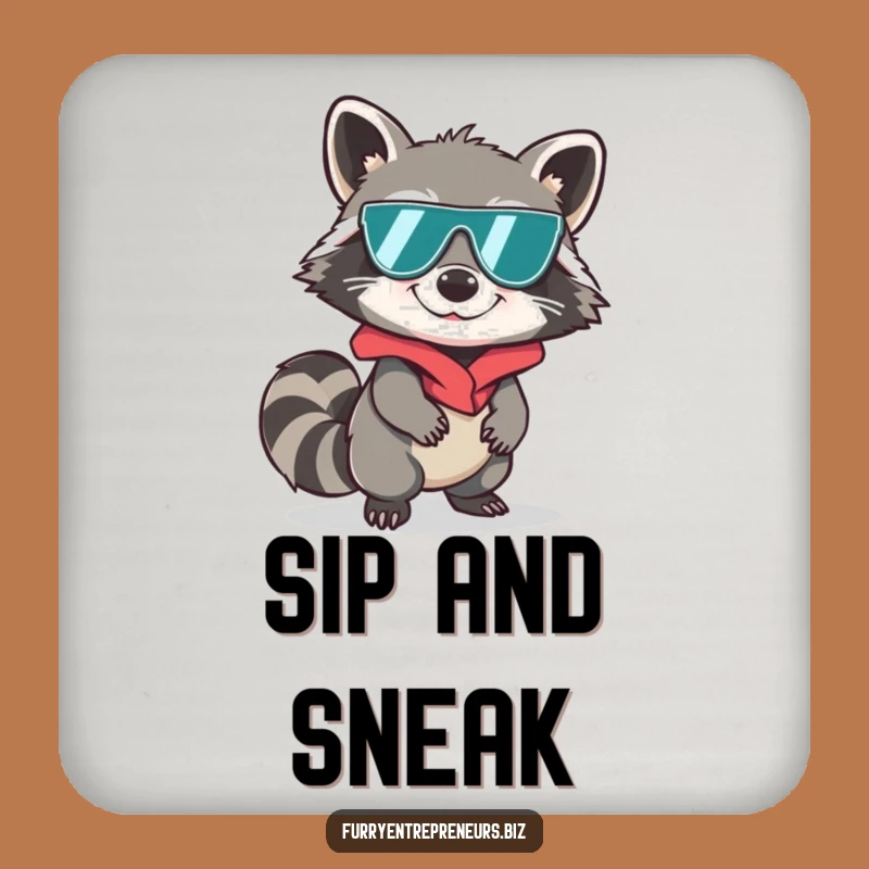 Funny Spy Raccoon Sneaking Coaster - Protect Surfaces with Stealth