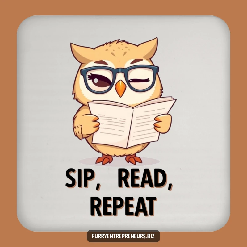 Funny Owl Finance Coaster: Winking Owl Glasses Report Art, Unique Funny Gift!