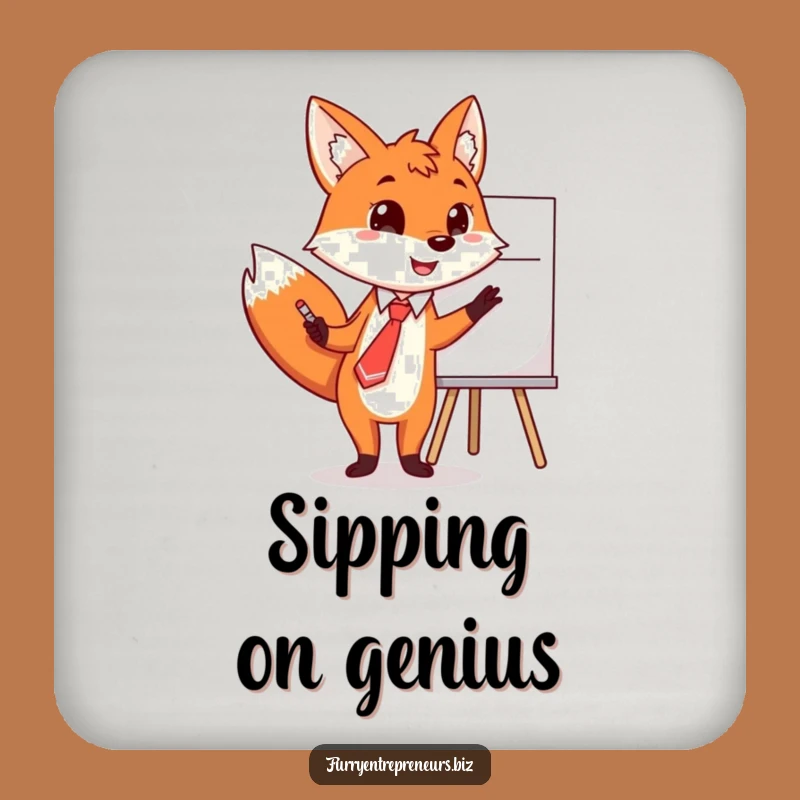 Funny Fox Tie Whiteboard Coaster: Protect Surfaces with Ideas!