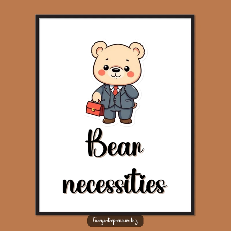 Funny Business Bear Poster: Vibrant Wall Art for Professionals and Humor Lovers