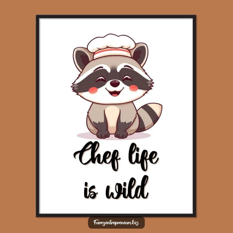 Funny Chef Raccoon Poster: Hilarious Kitchen Art for Aspiring Chefs